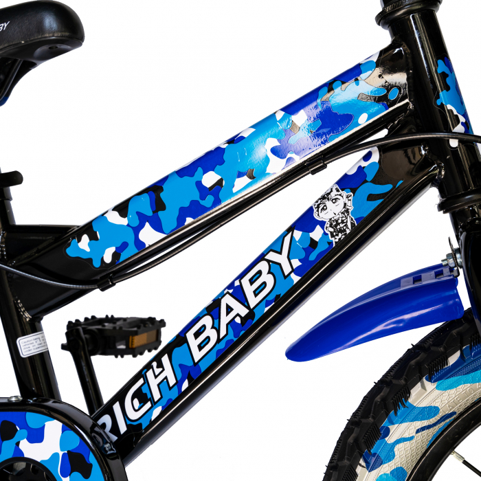 Bicicleta baieti  RICH BABY R16WTA, roata 16", roti ajutatoare cu LED, 4-6 ani, culoare negru/albastru    [4]