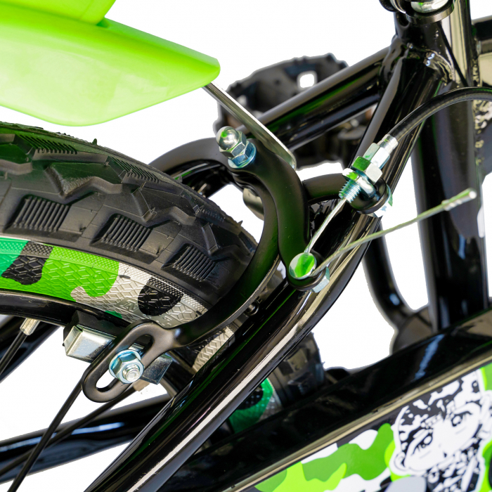 Bicicleta baieti  RICH BABY R16WTA, roata 16", roti ajutatoare cu LED, 4-6 ani, culoare negru/verde  [3]