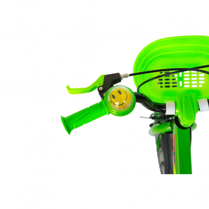 Bicicleta baieti Rich Baby R1807A, roata 18", C-Brake otel, roti ajutatoare cu LED, 5-7 ani, verde/negru [8]