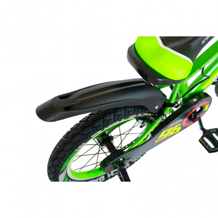 Bicicleta baieti Rich Baby R1807A, roata 18", C-Brake otel, roti ajutatoare cu LED, 5-7 ani, verde/negru [3]