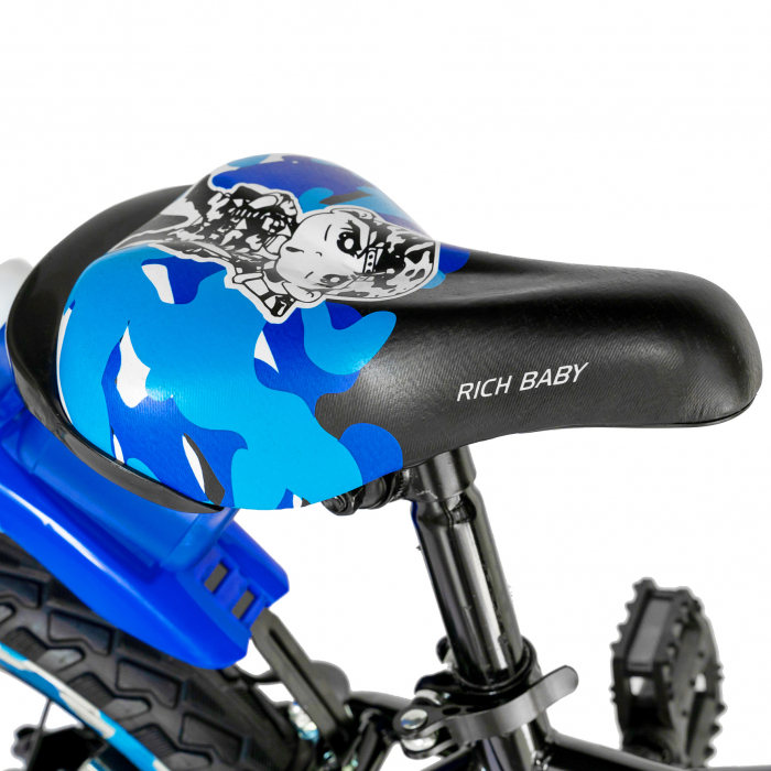 Bicicleta baieti RICH BABY R18WTA, roata 18", roti ajutatoare cu LED, 5-7 ani, negru negru/albastru [4]