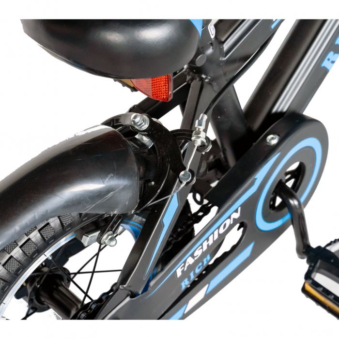 Bicicleta baieti Rich Baby T1202C, roata 12", C-Brake, roti ajutatoare, 2-4 ani, negru/albastru [9]