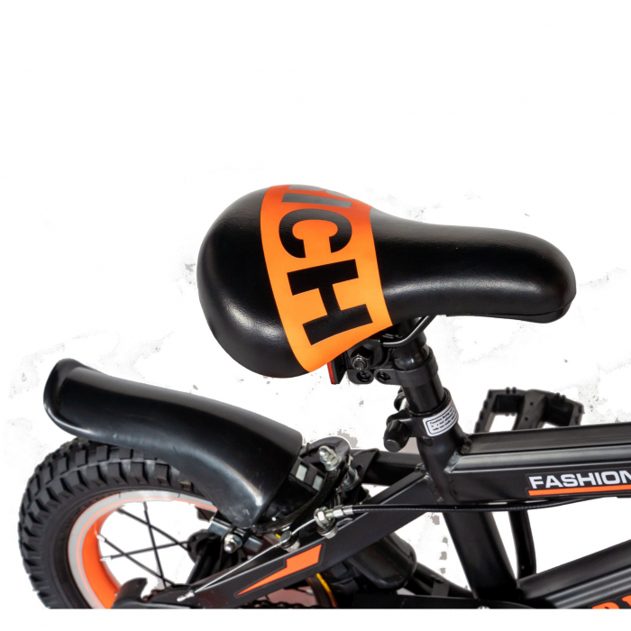 Bicicleta baieti Rich Baby T1202C, roata 12", C-Brake, roti ajutatoare, 2-4 ani, negru/portocaliu [5]