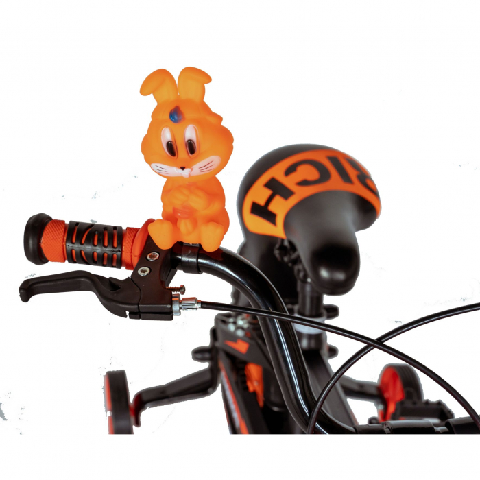 Bicicleta baieti Rich Baby T1202C, roata 12", C-Brake, roti ajutatoare, 2-4 ani, negru/portocaliu [7]