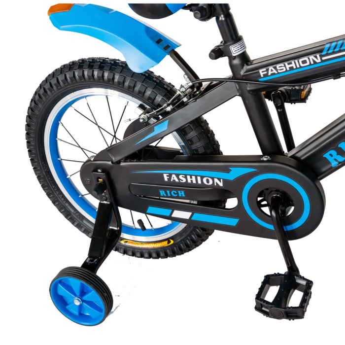 Bicicleta baieti Rich Baby T1602C, roata 16", C-Brake, roti ajutatoare, 4-6 ani, negru/albastru [4]