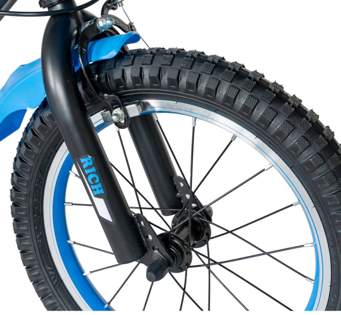 Bicicleta baieti Rich Baby T1602C, roata 16", C-Brake, roti ajutatoare, 4-6 ani, negru/albastru [2]
