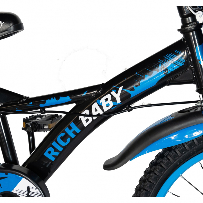 Bicicleta baieti Rich Baby T2004C, roata 20", C-Brake, 7-10 ani, negru/albastru [5]