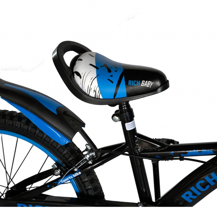 Bicicleta baieti Rich Baby T2004C, roata 20", C-Brake, 7-10 ani, negru/albastru [3]
