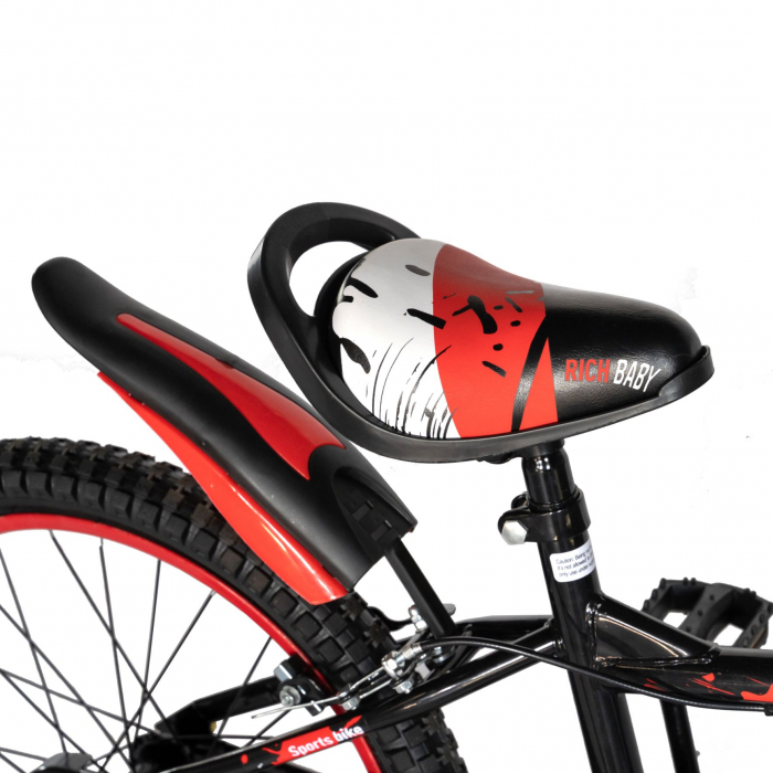 Bicicleta baieti Rich Baby T2004C, roata 20", C-Brake, 7-10 ani, negru/rosu [2]