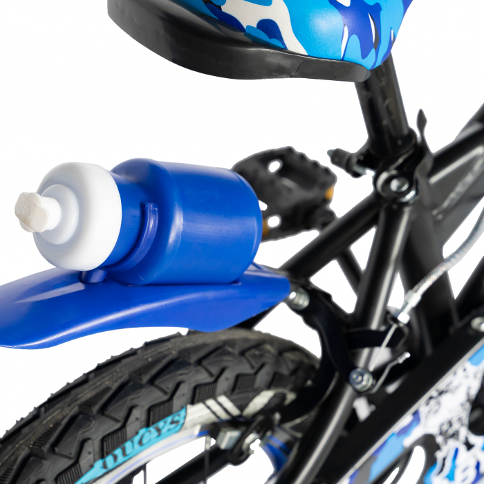 Bicicleta baieti Rich Bike 3-5 Ani, Roti 14 Inch, Frane C-Brake, Roti Ajutatoare cu LED, Rich Baby CSR14/WTA, Cadru Negru cu Albastru [3]