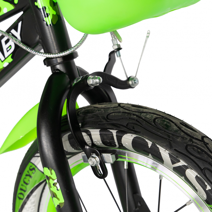 Bicicleta baieti Rich Bike 5-7 Ani, Roti 18 Inch, Frane C-Brake, Roti Ajutatoare cu LED, Rich Baby CSR18/WTA, Cadru Negru cu Design Verde [8]