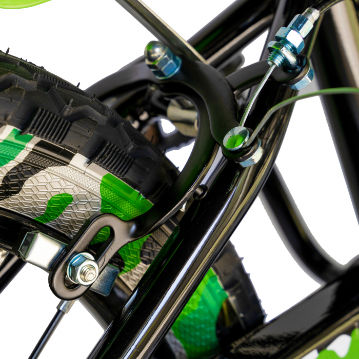 Bicicleta baieti Rich Bike 5-7 Ani, Roti 18 Inch, Frane C-Brake, Roti Ajutatoare cu LED, Rich Baby CSR18/WTA, Cadru Negru cu Design Verde [3]