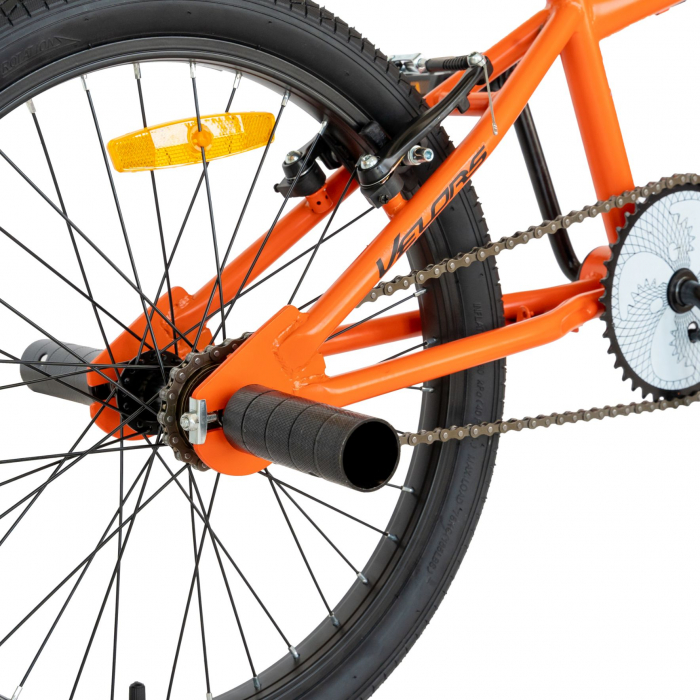 Bicicleta BMX Velors, Roti 20 Inch, Frane V-Brake, Velors Rocker CSV20/16A, Cadru Portocaliu cu Design Negru [8]