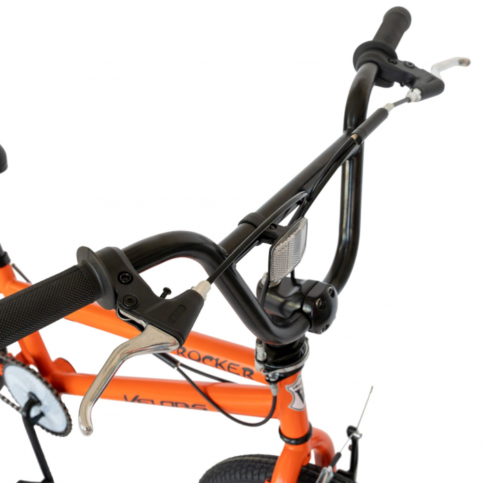 Bicicleta BMX Velors, Roti 20 Inch, Frane V-Brake, Velors Rocker CSV20/16A, Cadru Portocaliu cu Design Negru [5]