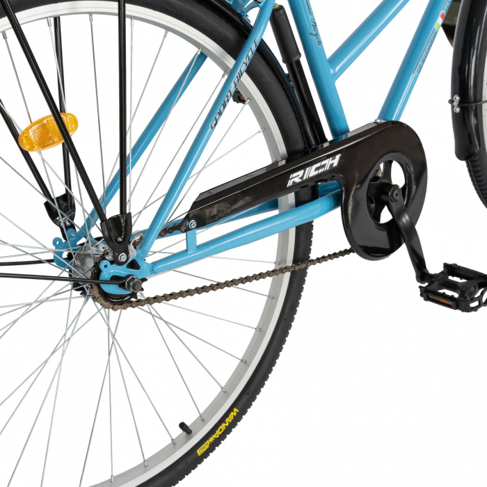 Bicicleta City Rich, Roti 28 Inch, Frana V-Brake, Portbagaj, Aparatori Aluminiu, RICH CSR28/92A, Cadru Bleu cu Design Negru [4]
