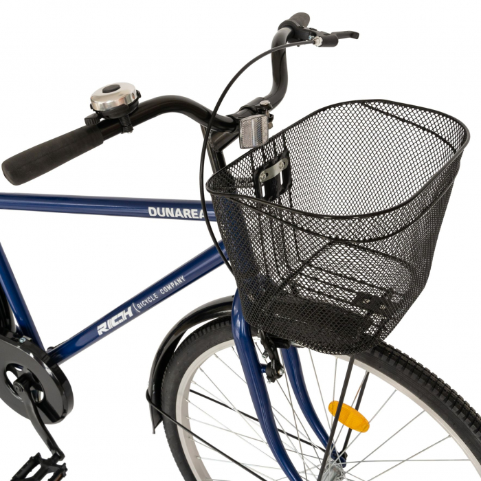 Bicicleta City Rich, Roti 28 Inch, Frana V-Brake, Portbagaj, Aparatori Aluminiu, RICH Dunarea CSR28/91A, Cadru Albastru cu Design Alb [8]