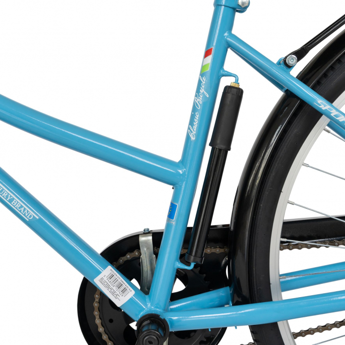 Bicicleta City Rich, Roti 28 Inch, Frana V-Brake, Portbagaj, Aparatori Aluminiu, RICH Dunarea CSR28/92A, Cadru Bleu cu Design Alb [6]