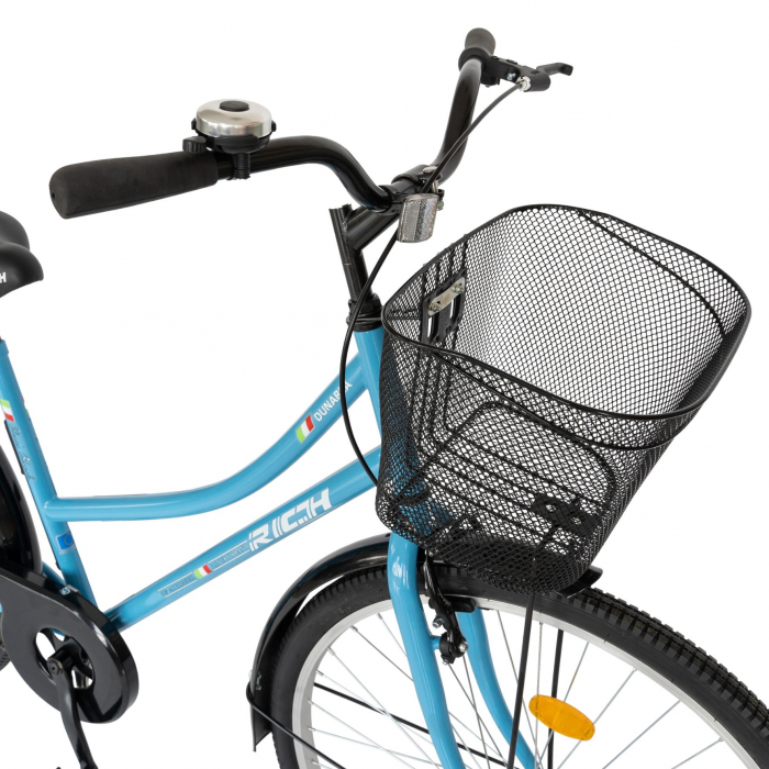 Bicicleta City Rich, Roti 28 Inch, Frana V-Brake, Portbagaj, Aparatori Aluminiu, RICH Dunarea CSR28/92A, Cadru Bleu cu Design Alb [8]