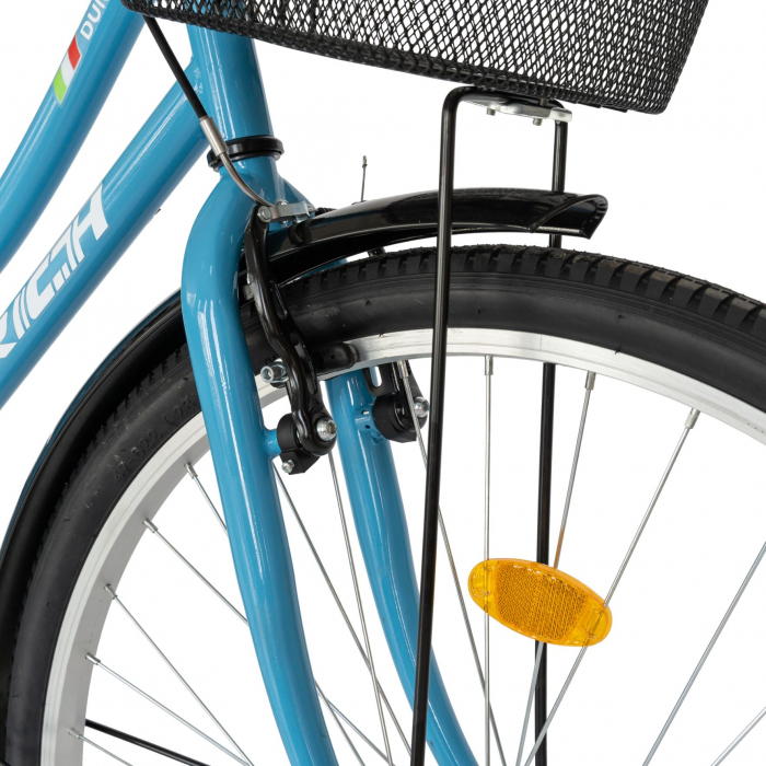 Bicicleta City Rich, Roti 28 Inch, Frana V-Brake, Portbagaj, Aparatori Aluminiu, RICH Dunarea CSR28/92A, Cadru Bleu cu Design Alb [7]