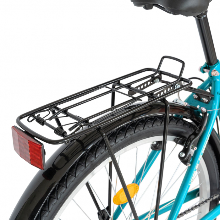 Bicicleta City Rich, Saiguan Revoshift 18 Viteze, Roti 26 Inch, Frane V-Brake Fata/Spate, Rich CSR26/32A, Cadru Bleu cu Design Alb  [5]