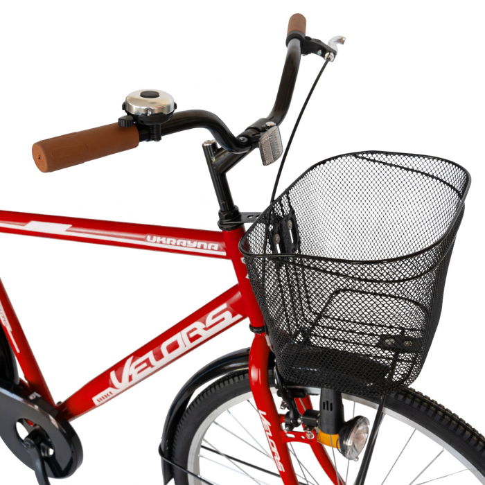 Bicicleta City Velors Roti 28 Inch, Frane Mecanice V-Brake, Velors Ukrayna CSV28/93A, Cadru Rosu cu Design Alb [3]