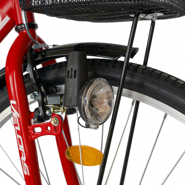 Bicicleta City Velors Roti 28 Inch, Frane Mecanice V-Brake, Velors Ukrayna CSV28/93A, Cadru Rosu cu Design Alb [6]