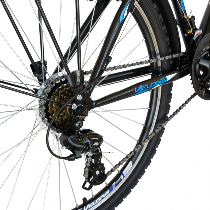 Bicicleta CITY Velors V2633B, roata 26 inch, echipare Shimano, 18 viteze, culoare negru/albastru [4]