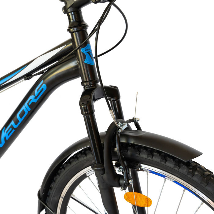 Bicicleta CITY Velors V2633B, roata 26 inch, echipare Shimano, 18 viteze, culoare negru/albastru [8]