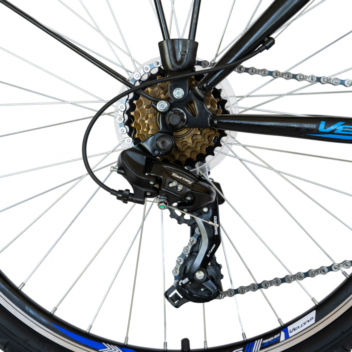 Bicicleta CITY Velors V2633B, roata 26 inch, echipare Shimano, 18 viteze, culoare negru/albastru [5]
