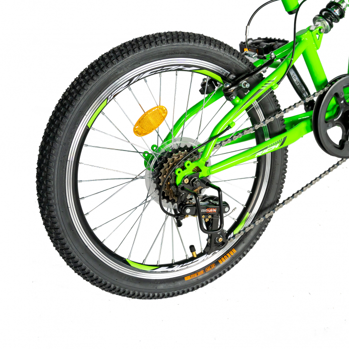 Bicicleta copii 20 inch RICH Alpin R2049A, 6 viteze, tip frana V-Brake, culoare verde/negru, varsta 7-10 ani [2]