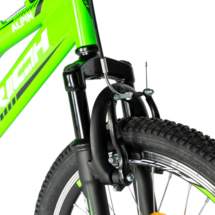 Bicicleta copii 20 inch RICH Alpin R2049A, 6 viteze, tip frana V-Brake, culoare verde/negru, varsta 7-10 ani [5]