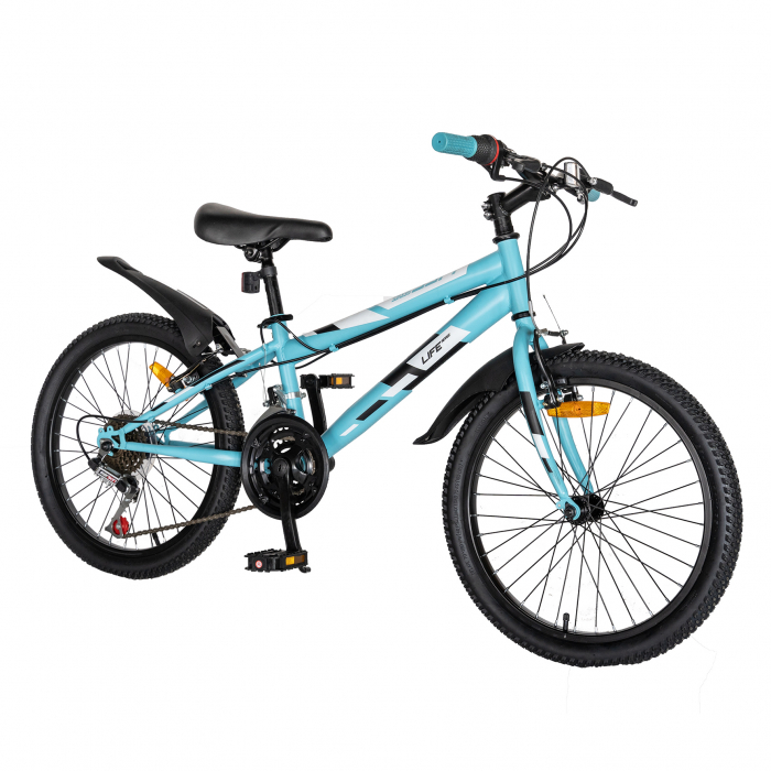 Bicicleta copii 20" LIFE A2030L, frana V-Brake,  18 viteze, varsta 7-10 ani, culoare albastru/alb [2]