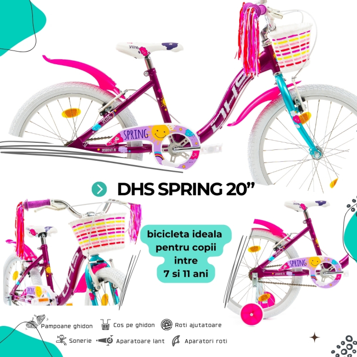 Bicicleta Copii DHS Spring - 20 Inch, Mov [4]