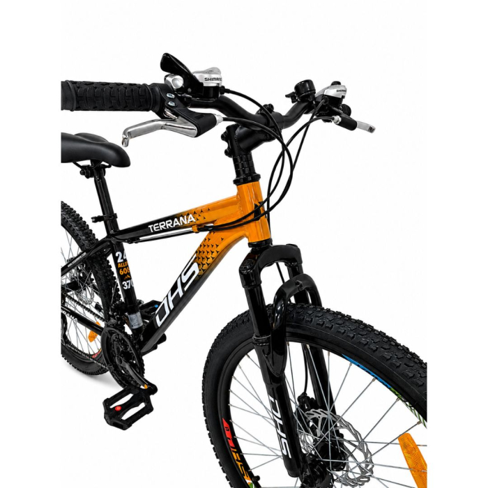 Bicicleta Copii Dhs Terrana 2423B, model 2026 - 24 Inch, Negru-Portocaliu [3]