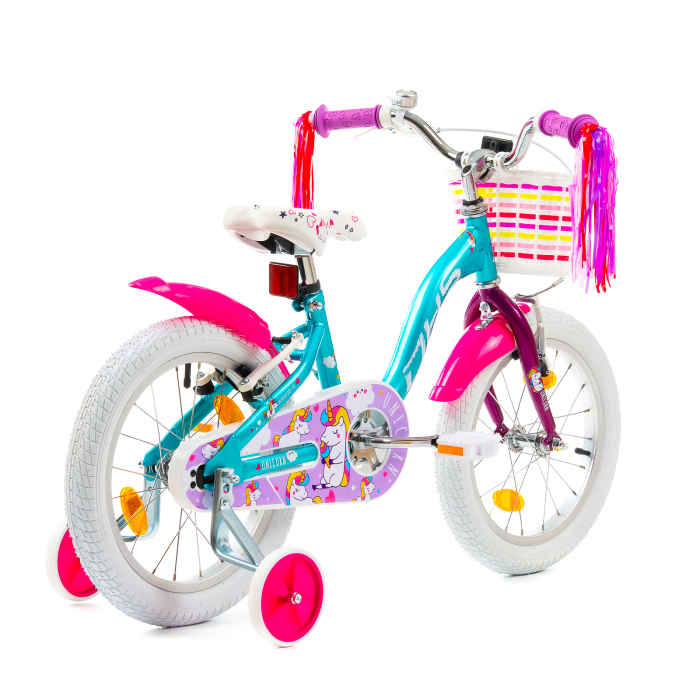Bicicleta Copii DHS Unicorn - 16 Inch, Albastru/Roz [2]