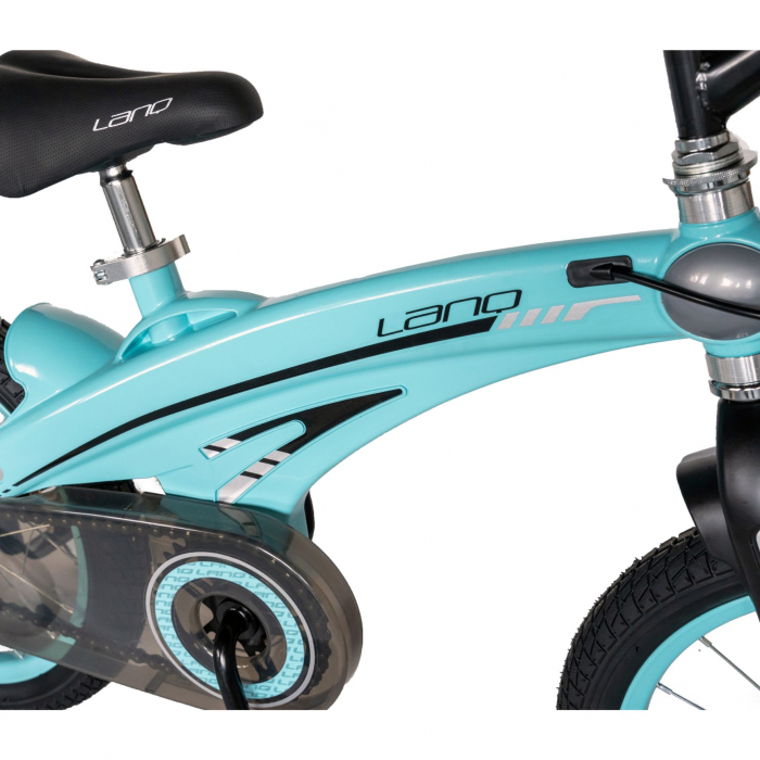 Bicicleta copii Rich Baby 4-6 ani, Cadru Aliaj Magneziu, Roti 16 Inch, Frane C-Brake, Roti Ajutatoare, Lanq CSW16/39D, Culoare Albastru cu Design Negru [6]