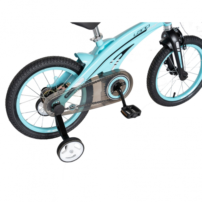 Bicicleta copii Rich Baby 4-6 ani, Cadru Aliaj Magneziu, Roti 16 Inch, Frane C-Brake, Roti Ajutatoare, Lanq CSW16/39D, Culoare Albastru cu Design Negru [3]