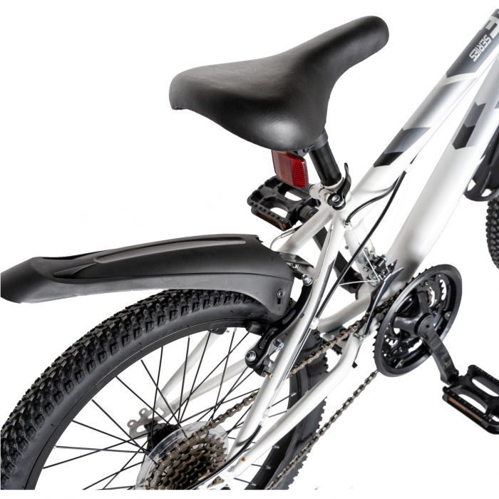 Bicicleta copii Rich Baby, 7-10 Ani, 18 Viteze, Roti 20 Inch, Frane V-Brake, LANQ CSA20/30L, Cadru Alb cu Design Negru [4]