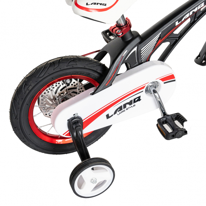 Bicicleta copii Rich Baby W1246D, roata 12", cadru aliaj magneziu, frana C-Brake, roti ajutatoare, 2-4 ani, negru/rosu [4]