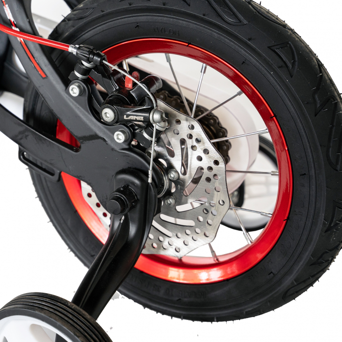 Bicicleta copii Rich Baby W1246D, roata 12", cadru aliaj magneziu, frana C-Brake, roti ajutatoare, 2-4 ani, negru/rosu [9]