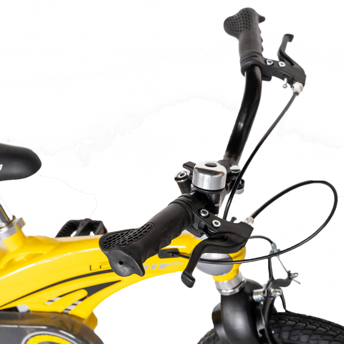 Bicicleta copii Rich Baby W1439D, roata 14", cadru aliaj magneziu, frana C-Brake, roti ajutatoare, 3-5 ani, galben/negru [10]