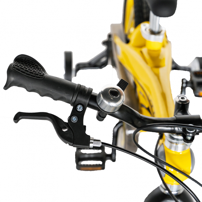 Bicicleta copii W1639D, roata 16", cadru aliaj magneziu, frana C-Brake, roti ajutatoare, 4-6 ani, galben/negru [10]