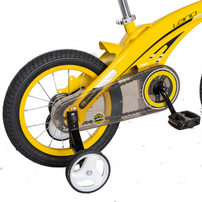 Bicicleta copii W1639D, roata 16", cadru aliaj magneziu, frana C-Brake, roti ajutatoare, 4-6 ani, galben/negru [4]