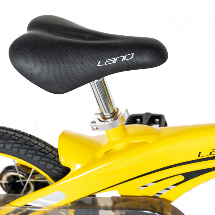 Bicicleta copii W1639D, roata 16", cadru aliaj magneziu, frana C-Brake, roti ajutatoare, 4-6 ani, galben/negru [3]