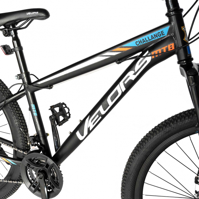 Bicicleta de munte Velors V2610A, roata 26", frana disc, 18 viteze, negru/alb/portocaliu [5]