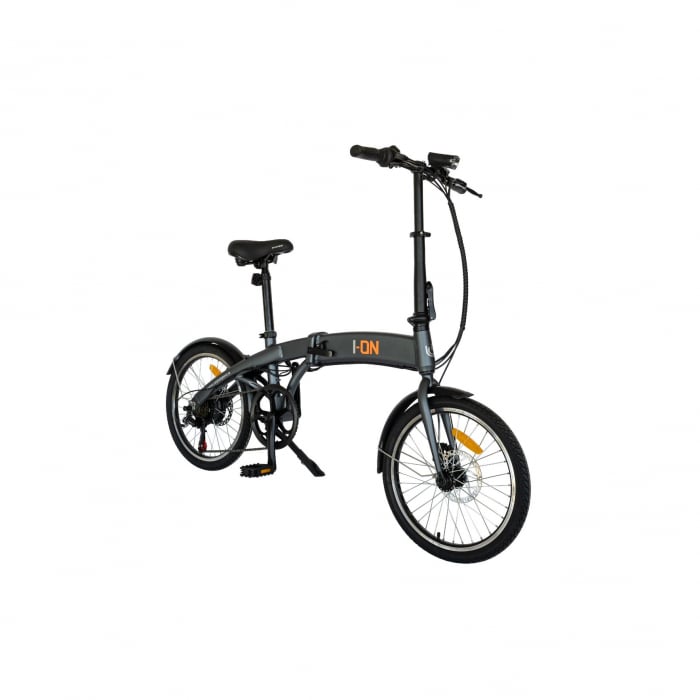 Bicicleta electrica Carpat (E-BIKE) pliabila I-ON CSI10/04E, Aluminiu 6061, Roata 20 inch, Frane disc, Motor 250W echipare SHIMANO 6 viteze, culoare gri/portocaliu [2]