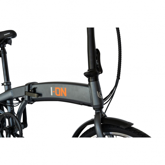 Bicicleta electrica Carpat (E-BIKE) pliabila I-ON CSI10/04E, Aluminiu 6061, Roata 20 inch, Frane disc, Motor 250W echipare SHIMANO 6 viteze, culoare gri/portocaliu [7]