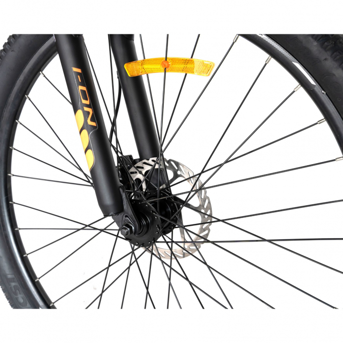 Bicicleta electrica  I-ON  (E-BIKE) 27.5" I1006E, cadru aluminiu, frane mecanice disc, echipare SHIMANO 21 viteze, culoare negru/portocaliu [9]