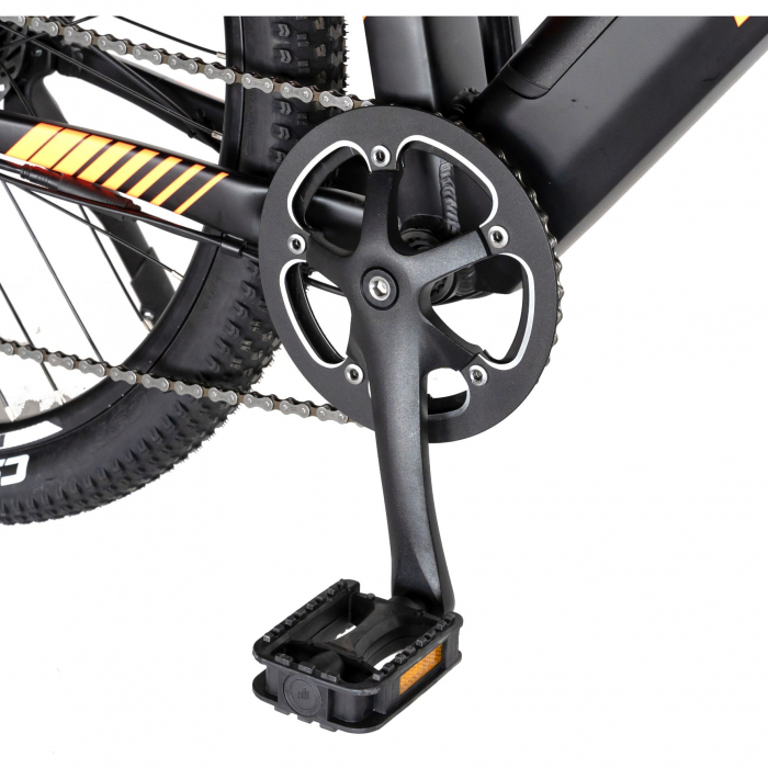 Bicicleta electrica  I-ON  (E-BIKE) 27.5" I1006E, cadru aluminiu, frane mecanice disc, echipare SHIMANO 21 viteze, culoare negru/portocaliu [6]