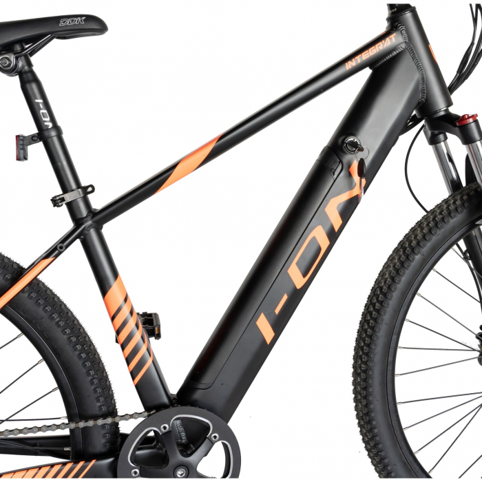 Bicicleta electrica  I-ON  (E-BIKE) 27.5" I1006E, cadru aluminiu, frane mecanice disc, echipare SHIMANO 21 viteze, culoare negru/portocaliu [8]